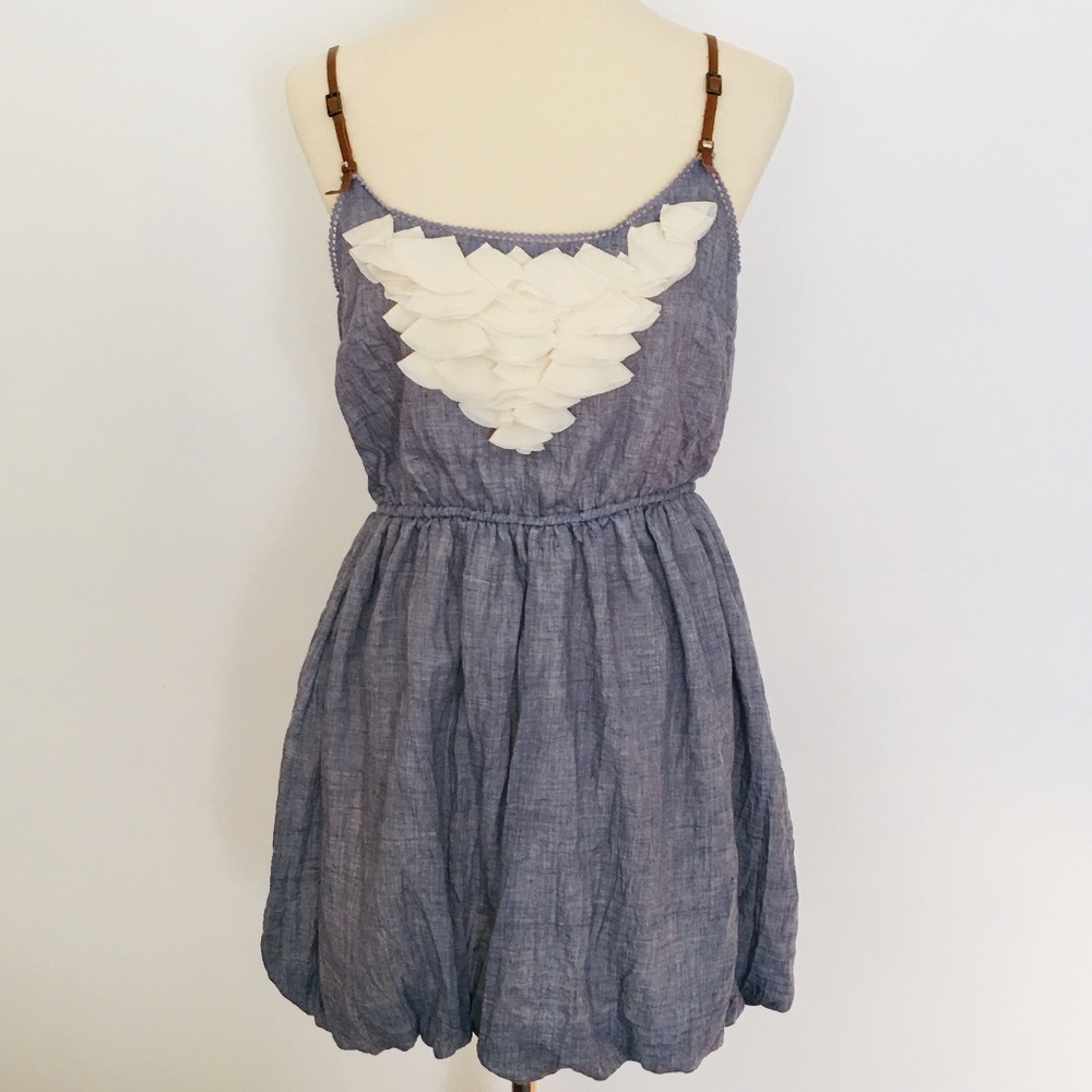 SALE ❤️Chesley Leather Strap Chambray Dress